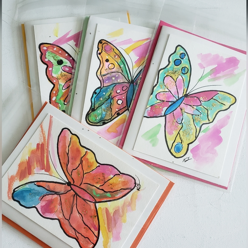Set (12) Hand Painted Watercolor Cards